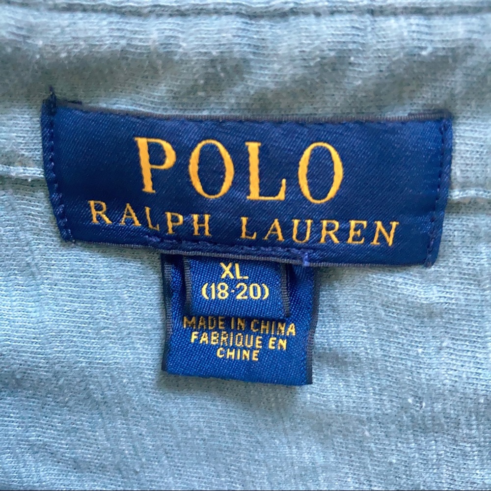 Ralph Lauren Blue Boys knit polo shirt XL 18/20 - Picture 8 of 9